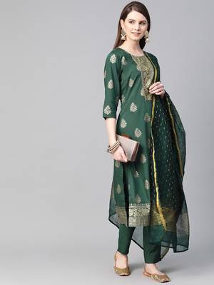 Green printed dupion salwar 3