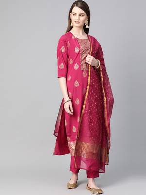 Pink printed dupion salwar 1