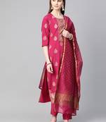 Pink printed dupion salwar