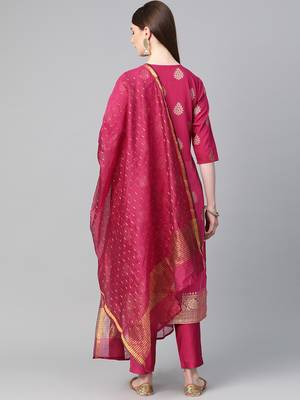 Pink printed dupion salwar 2