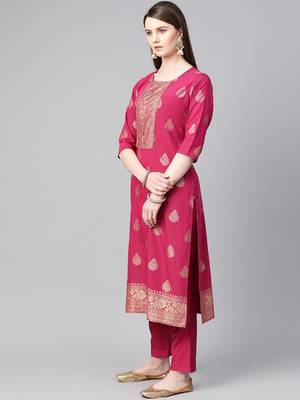 Pink printed dupion salwar 3