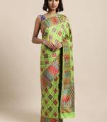 Light green printed art silk sarees saree with blouse