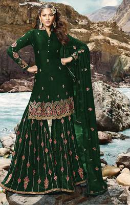 Maroon embroidered faux georgette salwar 1