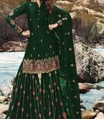 Maroon embroidered faux georgette salwar