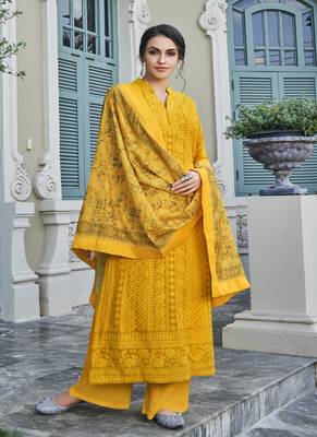 Yellow Embroidered Georgette Salwar 1