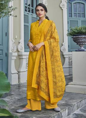 Yellow Embroidered Georgette Salwar 2