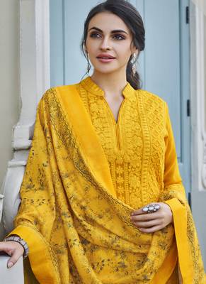 Yellow Embroidered Georgette Salwar 3