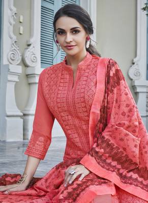 Coral Embroidered Georgette Salwar 2