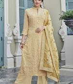 Cream embroidered georgette salwar