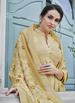Cream embroidered georgette salwar 2