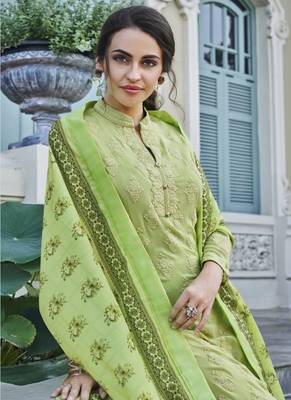 Light-green embroidered georgette salwar 2