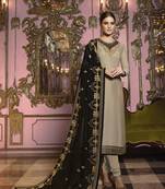 Beige salwar kameez with embroidered dupatta 