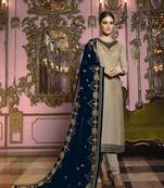 Beige salwar kameez with embroidered dupatta 