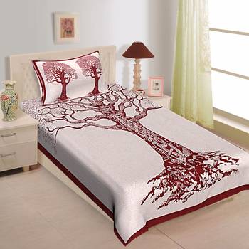 Rudra Bazaar Jaipur Prints  Single Bedsheets With 1 Pillow Cover 1