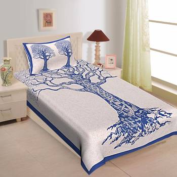 Rudra Bazaar Jaipur Prints  Single Bedsheets With 1 Pillow Cover 1