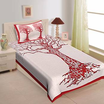 Rudra Bazaar Jaipur Prints  Single Bedsheets With 1 Pillow Cover 1