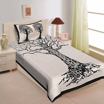 Rudra Bazaar Jaipur Prints  Single Bedsheets With 1 Pillow Cover 1