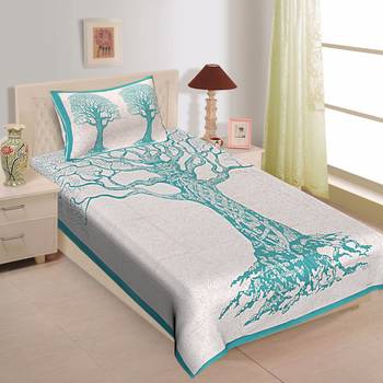 Rudra Bazaar Jaipur Prints  Single Bedsheets With 1 Pillow Cover 1