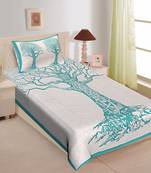 Rudra Bazaar Jaipur Prints  Single Bedsheets With 1 Pillow Cover