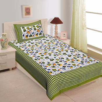 Rudra Bazaar Jaipur Prints  Single Bedsheets With 1 Pillow Cover 1