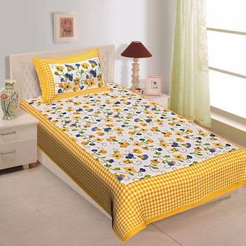 Rudra Bazaar Jaipur Prints  Single Bedsheets With 1 Pillow Cover 1