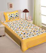 Rudra Bazaar Jaipur Prints  Single Bedsheets With 1 Pillow Cover