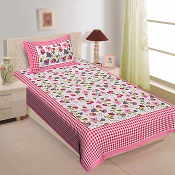 Rudra Bazaar Jaipur Prints  Single Bedsheets With 1 Pillow Cover 1