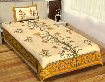 Rudra Bazaar Jaipur Prints  Single Bedsheets With 1 Pillow Cover 1