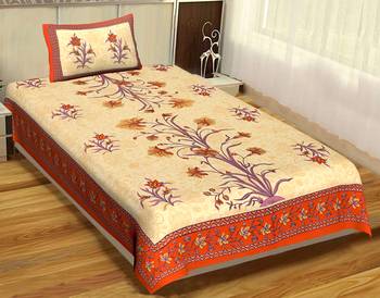 Rudra Bazaar Jaipur Prints  Single Bedsheets With 1 Pillow Cover 1