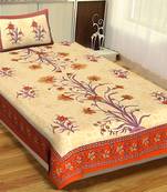 Rudra Bazaar Jaipur Prints  Single Bedsheets With 1 Pillow Cover