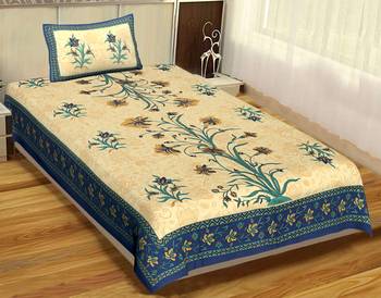Rudra Bazaar Jaipur Prints  Single Bedsheets With 1 Pillow Cover 1