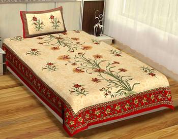 Rudra Bazaar Jaipur Prints  Single Bedsheets With 1 Pillow Cover 1