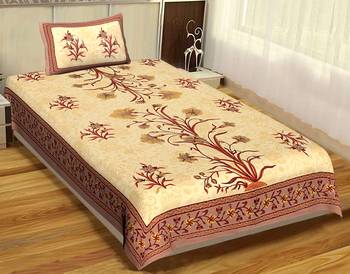 Rudra Bazaar Jaipur Prints  Single Bedsheets With 1 Pillow Cover 1