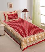 Rudra Bazaar Jaipur Prints  Single Bedsheets With 1 Pillow Cover
