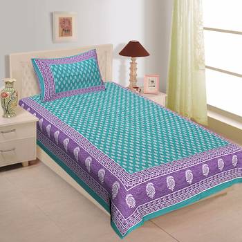 Rudra Bazaar Jaipur Prints  Single Bedsheets With 1 Pillow Cover 1