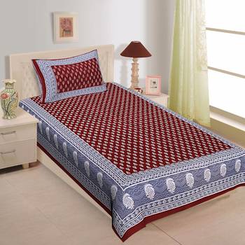 Rudra Bazaar Jaipur Prints  Single Bedsheets With 1 Pillow Cover 1