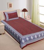 Rudra Bazaar Jaipur Prints  Single Bedsheets With 1 Pillow Cover