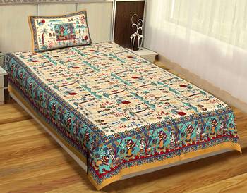 Rudra Bazaar Jaipur Prints  Single Bedsheets With 1 Pillow Cover 1