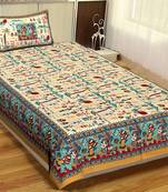 Rudra Bazaar Jaipur Prints  Single Bedsheets With 1 Pillow Cover