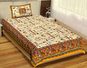 Rudra Bazaar Jaipur Prints  Single Bedsheets With 1 Pillow Cover 1