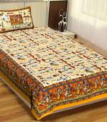 Rudra Bazaar Jaipur Prints  Single Bedsheets With 1 Pillow Cover