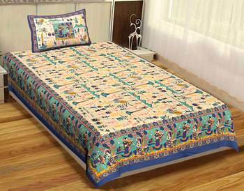 Rudra Bazaar Jaipur Prints  Single Bedsheets With 1 Pillow Cover 1