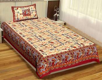Rudra Bazaar Jaipur Prints  Single Bedsheets With 1 Pillow Cover 1