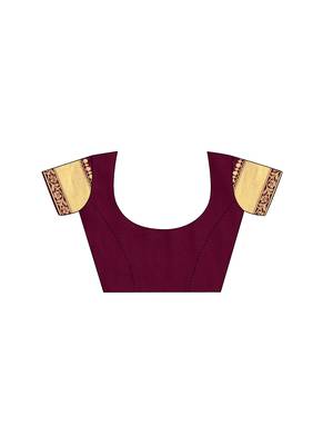 Maroon woven poly silk saree with blouse 4