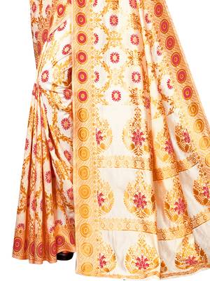White woven poly silk saree with blouse 4