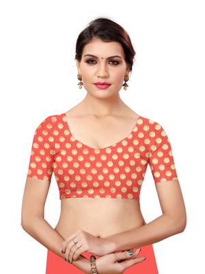 White woven poly silk saree with blouse 5