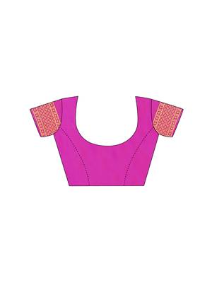 Pink Woven Poly Silk Saree With Blouse 4