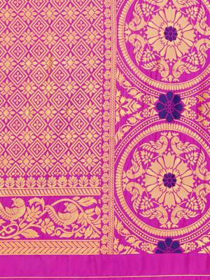 Pink Woven Poly Silk Saree With Blouse 5
