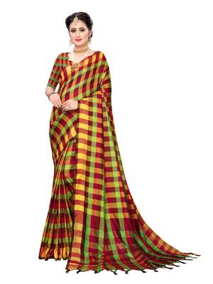 Maroon woven poly silk saree with blouse 1