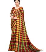 Maroon woven poly silk saree with blouse